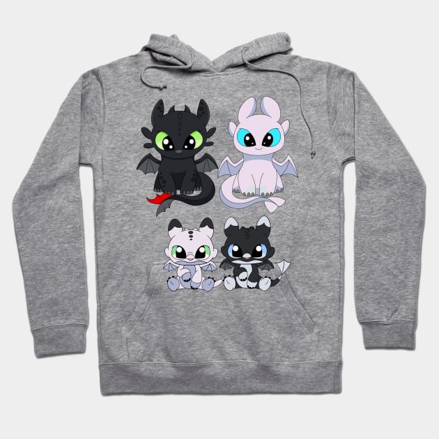 Fury Family dragons Toothless Light fury, night lights, baby dragon Hoodie by PrimeStore